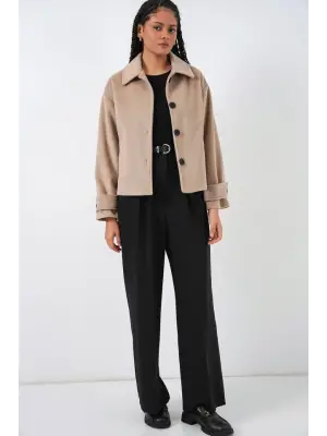 Kısa Kaşe Ceket 0724 - Bisküvi