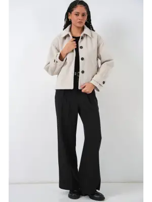 Kısa Kaşe Ceket 0724 - Ekru