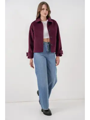 Kısa Kaşe Ceket 0724 - Mürdüm