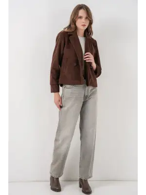 Kısa Kaşe Ceket 0725 - Kahverengi