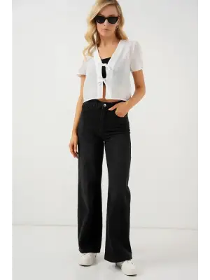 Kısa Kol Crop Bluz 958 - Beyaz