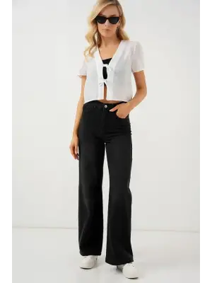 Kısa Kol Crop Bluz 958 - Beyaz