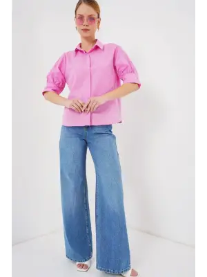 Kısa Kol Gömlek 20312 - Pembe
