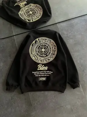 Siyah Kışlık Bisiklet Yaka Sweatshirt