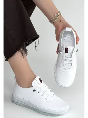 Kitta Beyaz Deri Bağcıklı Spor Ayakkabı
