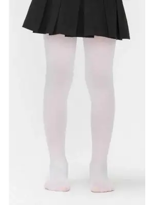 Omarı Beyaz Pamuklu Kız Çocuk Külotlu Çorap