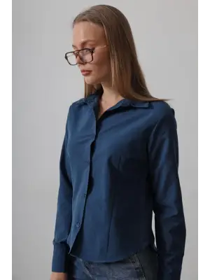 Omarı Klasik İndigo Basic Gömlek