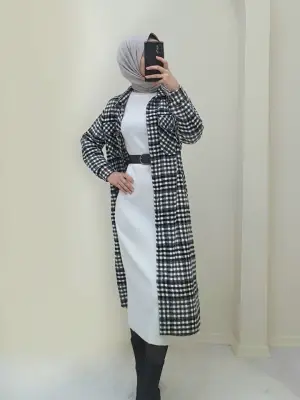 Kolları Katlanabilir Cepli Uzun Gömlek Ceket -Füme