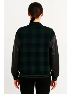 Haki Kolları Suni Deri Içi Astarlı Oduncu Kolej Ceket