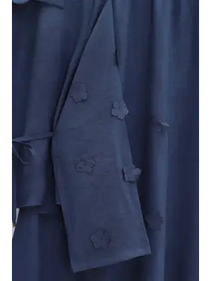 Kolları Ve Eteği Çiçekli Beli Bağcıklı Gömlek Etek İkili Modal Takım  -Laci