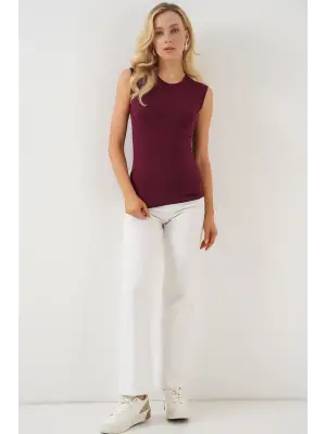 Çarpıcı Kolsuz Body - Bordo