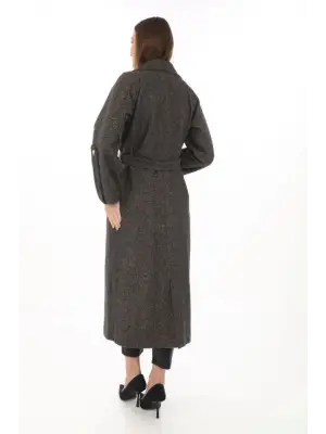 Omarı Astarlı Kaşmir Kaşe Kaban - Füme