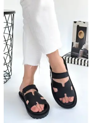 Siyah Nubuk Terlik Kadın Giyim