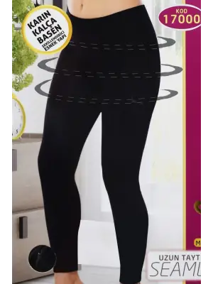 Omarı Dikişsiz İz Bırakmayan Uzun Tayt Siyah