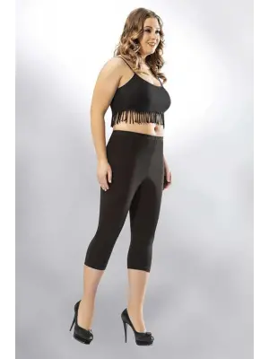 Omarı Büyük Beden Kadın Kapri Tayt Siyah - Sporcu Stili Sade ve Şık