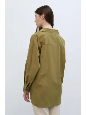 Omarı Derinlik ve Tarzıyla Uzun Kol Gömlek - Koyu Haki