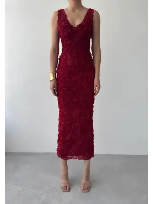 Kren Gül Detaylı Elbise