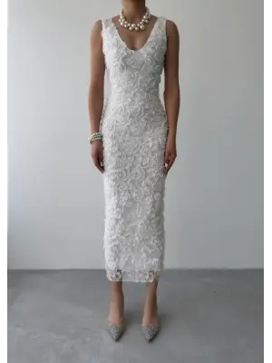 Kren Gül Detaylı Elbise