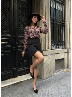 Omarı Şık Krep Mini Boy Kadın Elbisesi