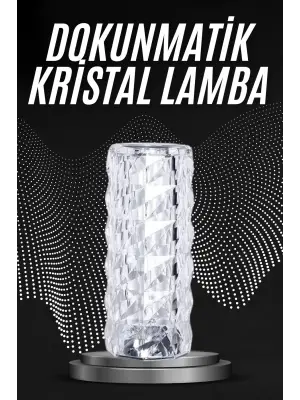 Kristal Lamba Masa Lambası Şarjlı Masa Lambası Dokunmatik Sensör Usb Şarjlı