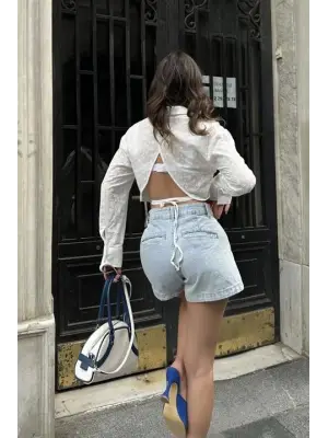 Kristen Sırt Dekolte Crop Gömlek 3253-08