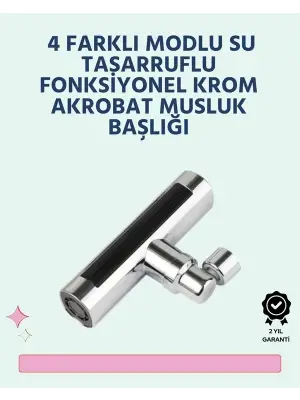 Krom Kaplamalı Çok Fonksiyonlu Musluk Başlığı | Paslanmaz Malzeme