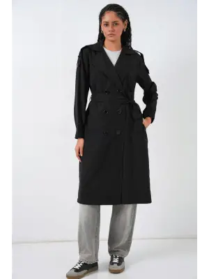 Göz Alıcı Trençkot - Siyah