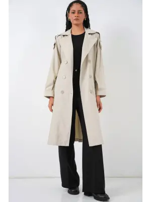 Zarif Kruvaze Yaka Trençkot