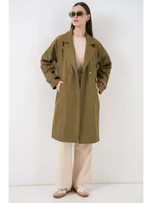Kruvaze Yaka Trençkot 5987 - Haki
