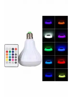 Kumandalı Rgb Led Işık Bluetooth Hoparlör Ses Lambası Renkli Ampul