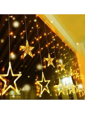 Kumandalı Yıldız Figürlü 12 Sarkıtlı 120 LED Uzaktan Kumandalı Dekor Işık – Masaüstü ve Ortam Aydınlatması