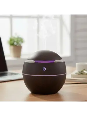 Küre Model Akasya Renk Hava Nemlendirici – Ultrasonik Soğuk Buhar Makinesi, LED Işıklı Masaüstü Oda Nemlendirici