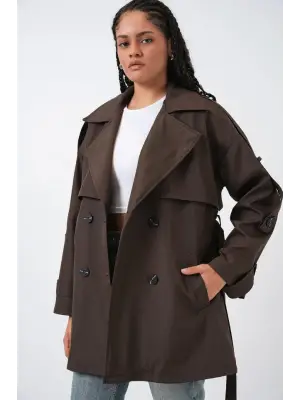 Kuşaklı Kısa Trençkot 5974 - A.Kahve