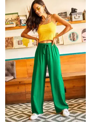 Chic Yeşil Palazzo Pantolon