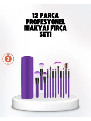Kusursuz Makyaj İçin 12 Parça Profesyonel Fırça Seti Taşınabilir Kutu Hediyeli