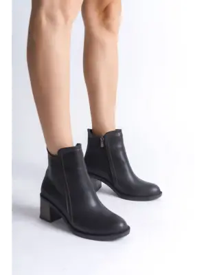 Modern Fermuarlı Topuklu Bayan Bot