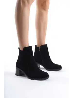 Şık Fermuarlı Tabaan Topuklu Bayan Bot