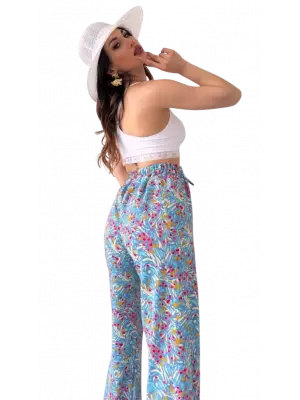 Lastikli Bürümcük Pantolon - MAVİ