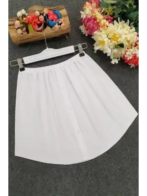 Omarı Düğmeli Kurtarıcı Gömlek Altı Eteklik - Beyaz