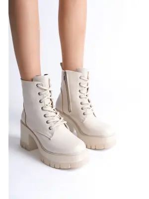 Trend Fermuarlı Taban Topuklu Bayan Bot