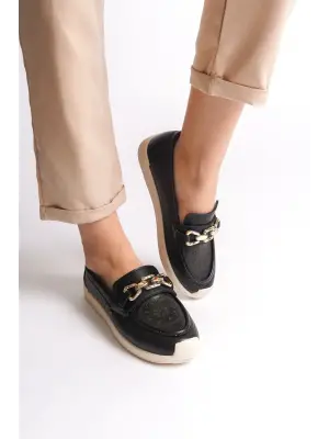 Çiçek Desenli Rahat Tabanlı Bayan Babet Ayakkabı