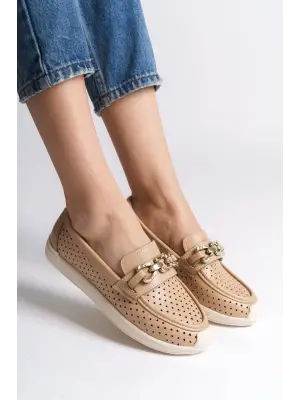 Rahat Bayan Babet Ayakkabı Kalp Desenli Kısa Topuk