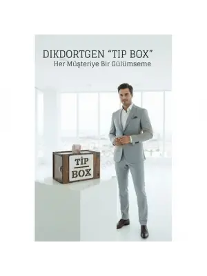 Lazer Kesim Ahşap Tip Box – Bahşiş Kutusu | 21x12x13  cm Dekoratif Kutu