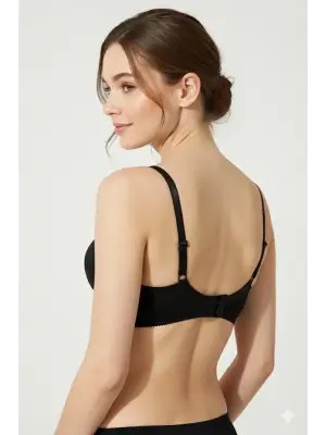 Siyah Lazer Kesim Dolgulu İz Yapmaz Sütyen Kadın Giyim