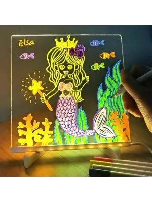 Led Aydınlatmalı Yazı Ve Çizim Tahtası - Küçük Boy 20x20 Cm