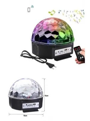 Led Işık Disko Topu Bluetooth Hoparlörlü Usb Müzik Çalar Kumandalı