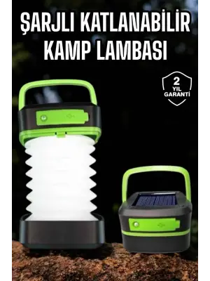 Led Lamba Kamp Lambası Hafif Taşınabilir Şarj Süreli Akordeon El Fenerli