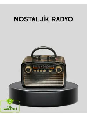 Led’li Nostaljik Bluetooth Hoparlör – Vintage Tasarım, Ahşap Doku