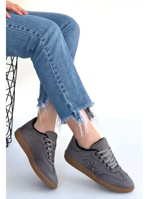 Lendo Gri Süet Bağcıklı Spor Ayakkabı