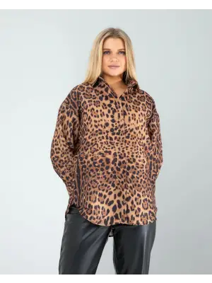Trend Leopar Desen Gömlek